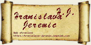 Hranislava Jeremić vizit kartica